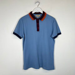 Burberry Blue/Burgundy Knitted Polo Shirt Size M