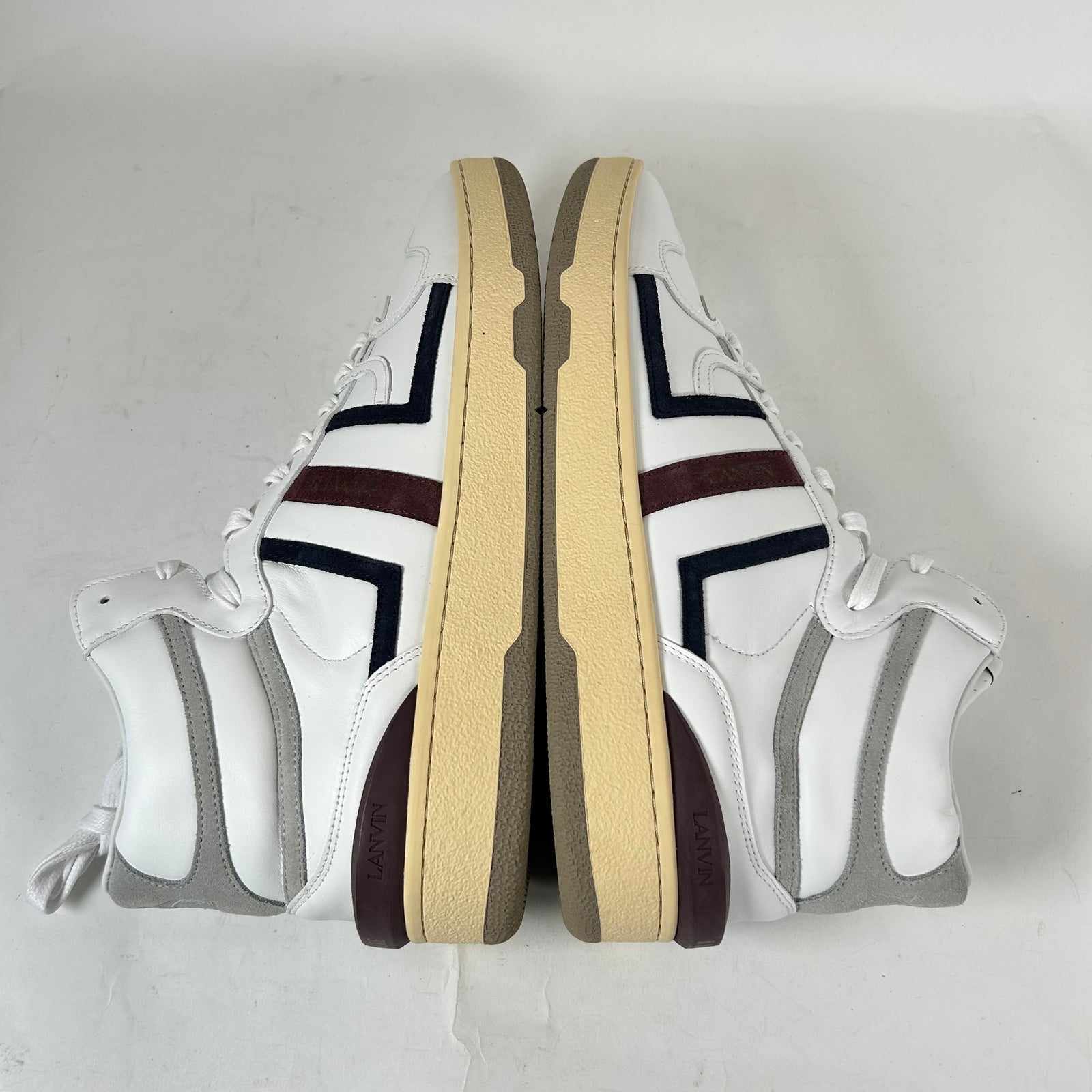 Lanvin x A Ma Maniere White/Maroon Clay High-Top Sneaker Size 43