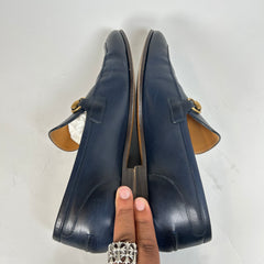 Gucci Navy Jordaan Horsebit Loafers Size GG 9.5