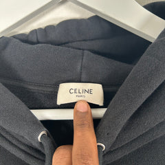 Celine Spellout Logo Black Hoodie Size M