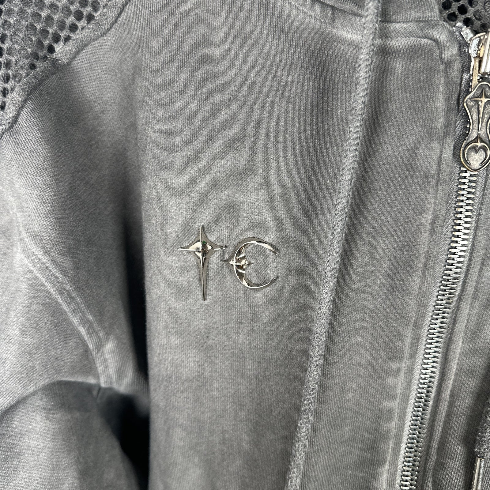 Thug Club Cropped Mesh Panel Zip Up Hoodie Size M