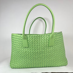 Bottega Veneta Lime Green Nappa Intrecciato Medium Cabat Tote Bag