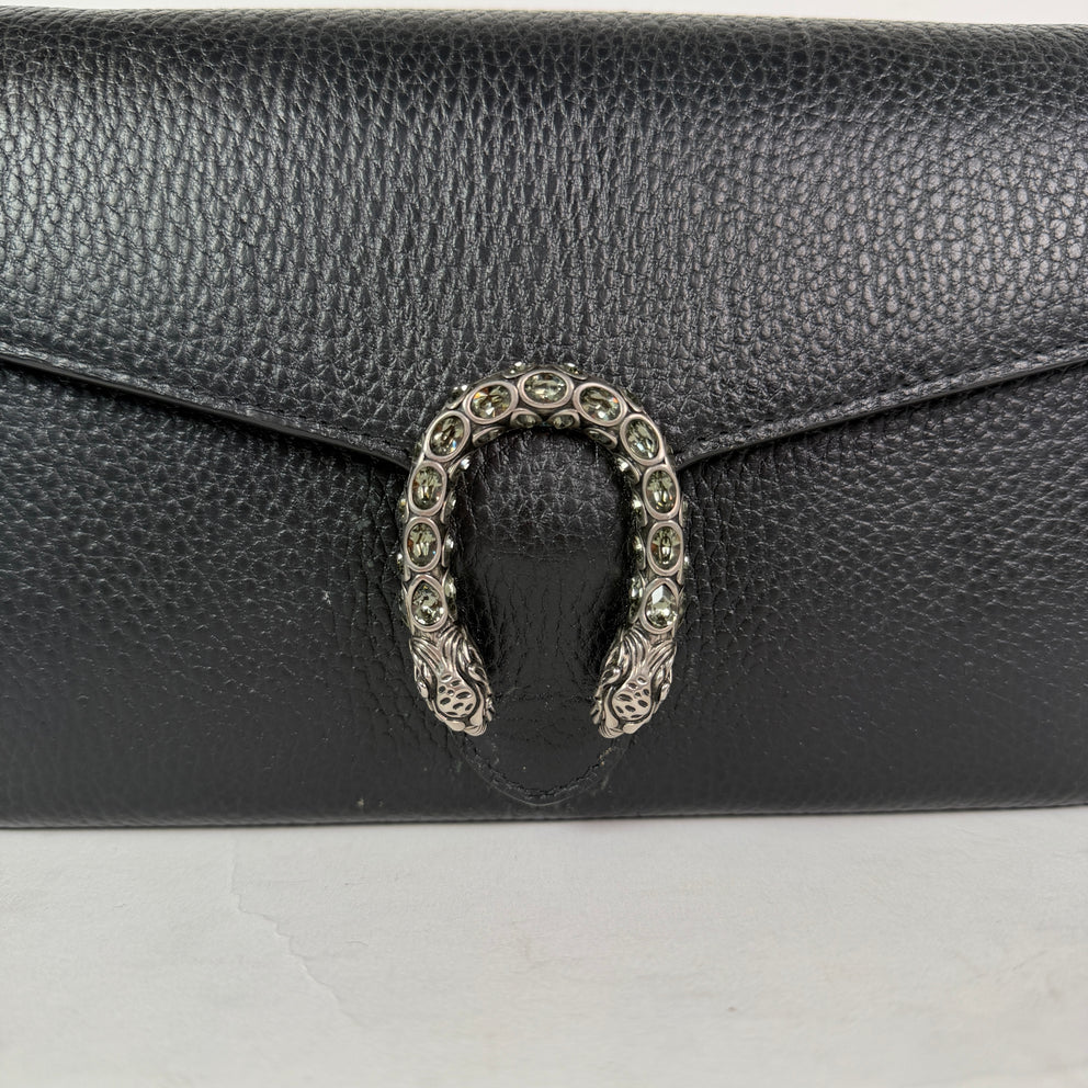 Gucci Black Leather Dionysus Wallet On Chain Bag