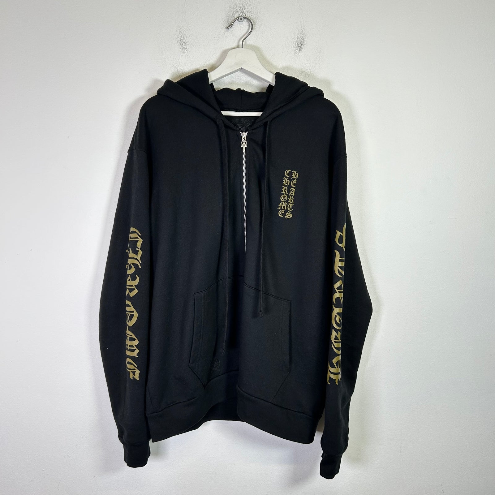 Chrome Hearts Vertical Logo Zip-Up Hoodie