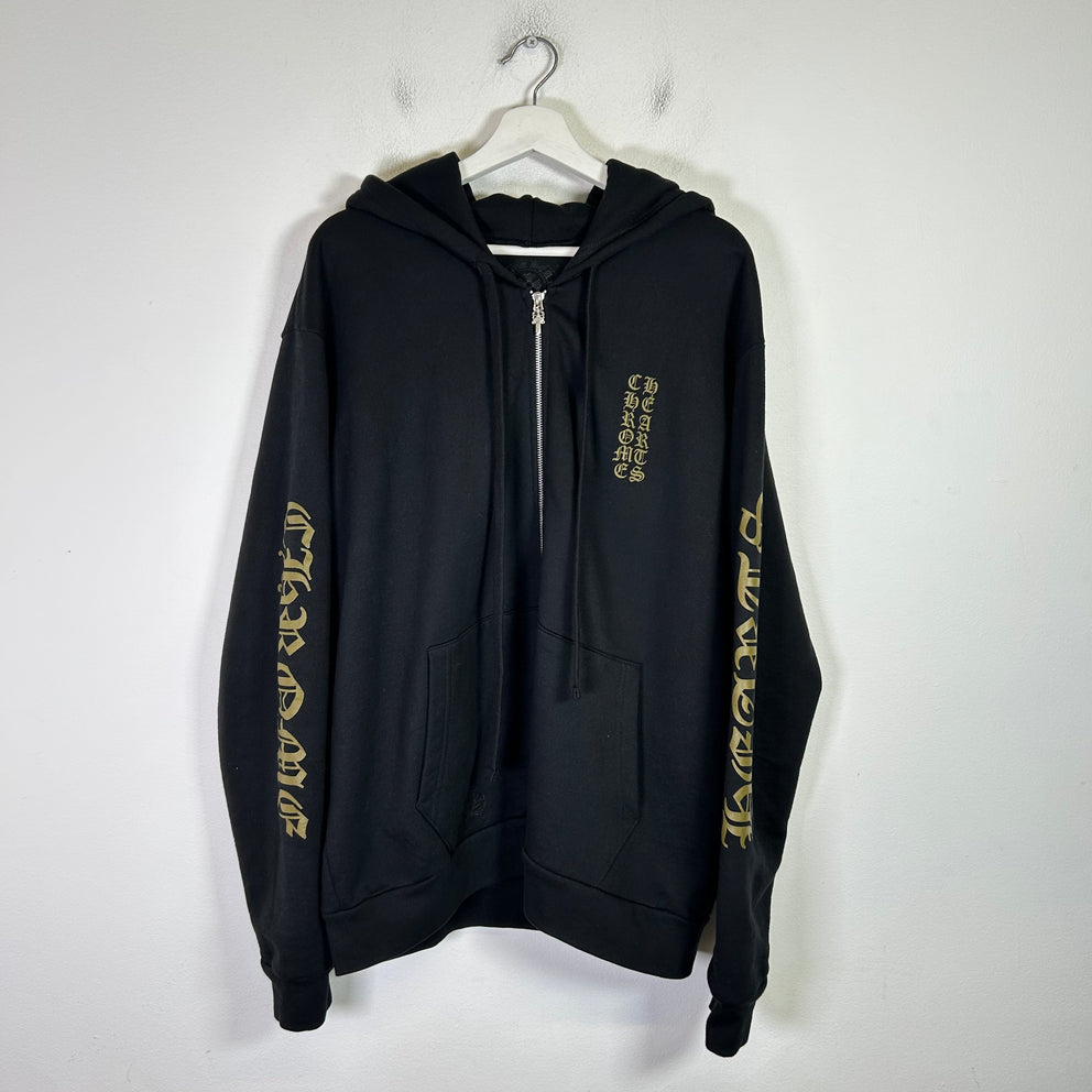 Chrome Hearts Vertical Logo Zip-Up Hoodie