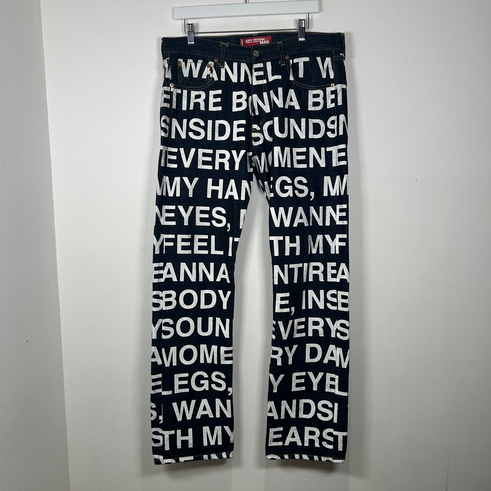 Junya Wanatabe Poem Script Jeans Size S