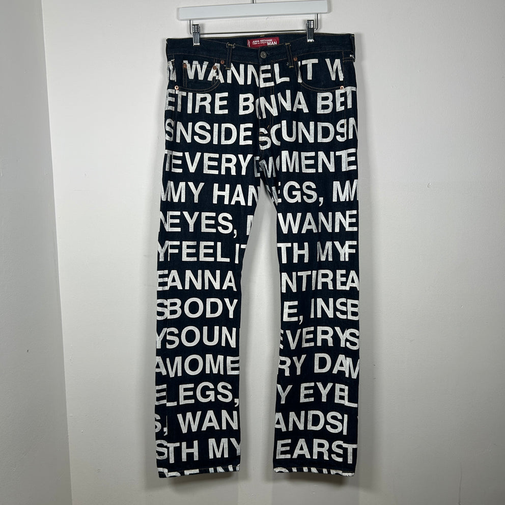 Junya Wanatabe Poem Script Jeans Size S