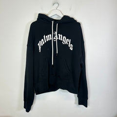 Palm Angels Black Curved Logo Hoodie Size S