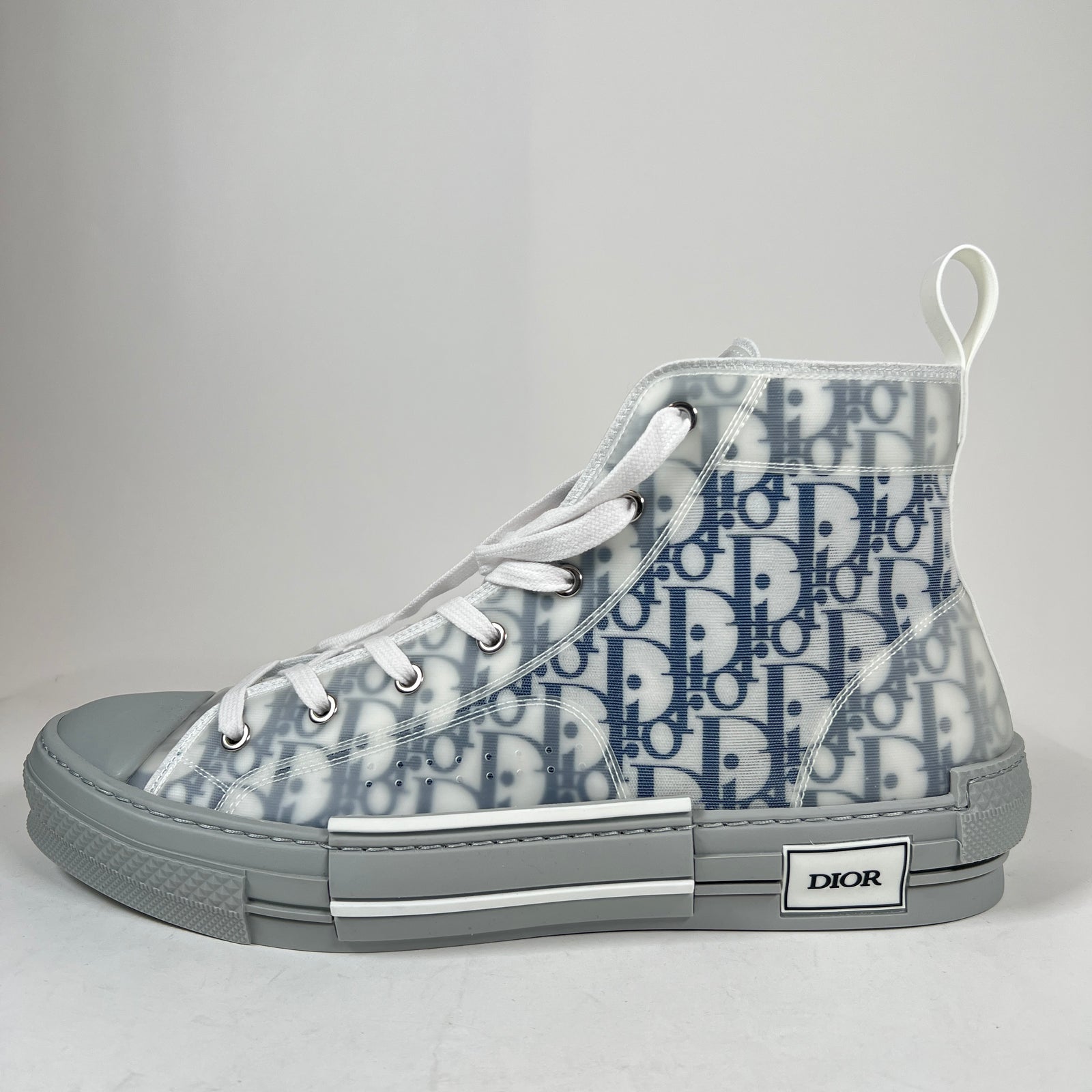 Dior B23 Blue/Grey Oblique Transparent High Top Sneaker Size 47