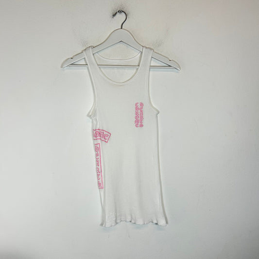 Chrome Hearts White/Pink T-Bar Logo Tank Top Size S