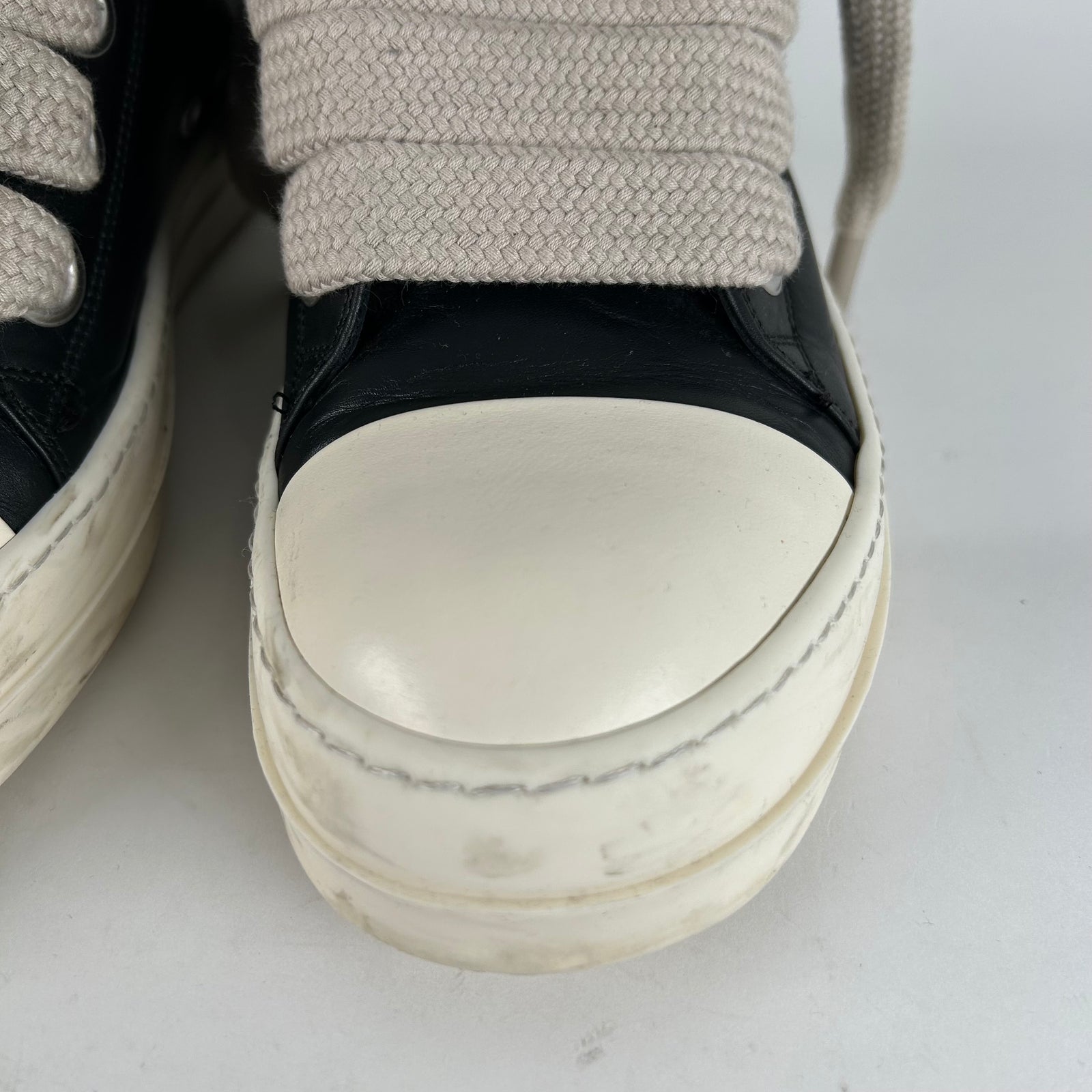 Rick Owens Black Leather Jumbo Lace Ramones Size 10.5