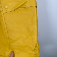 Rick Owens SS23 EDFU ‘Lemon’ Yellow Leather Bela Cargo Shorts Size M