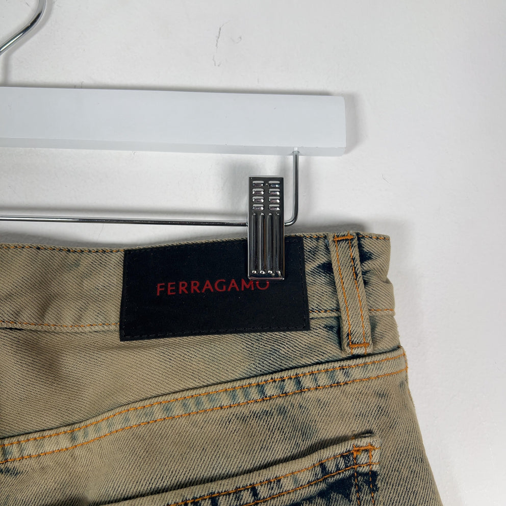 Ferragamo Acid-Wash Denim Jeans