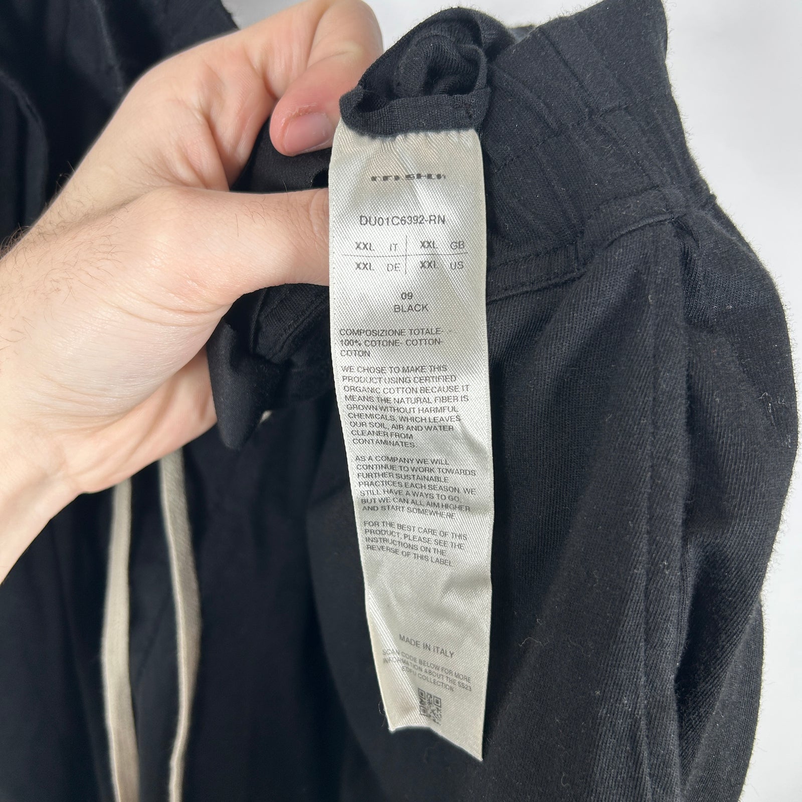 Rick Owens DRKSHDW Black Thin Drop Crotch Sweats Size XXL