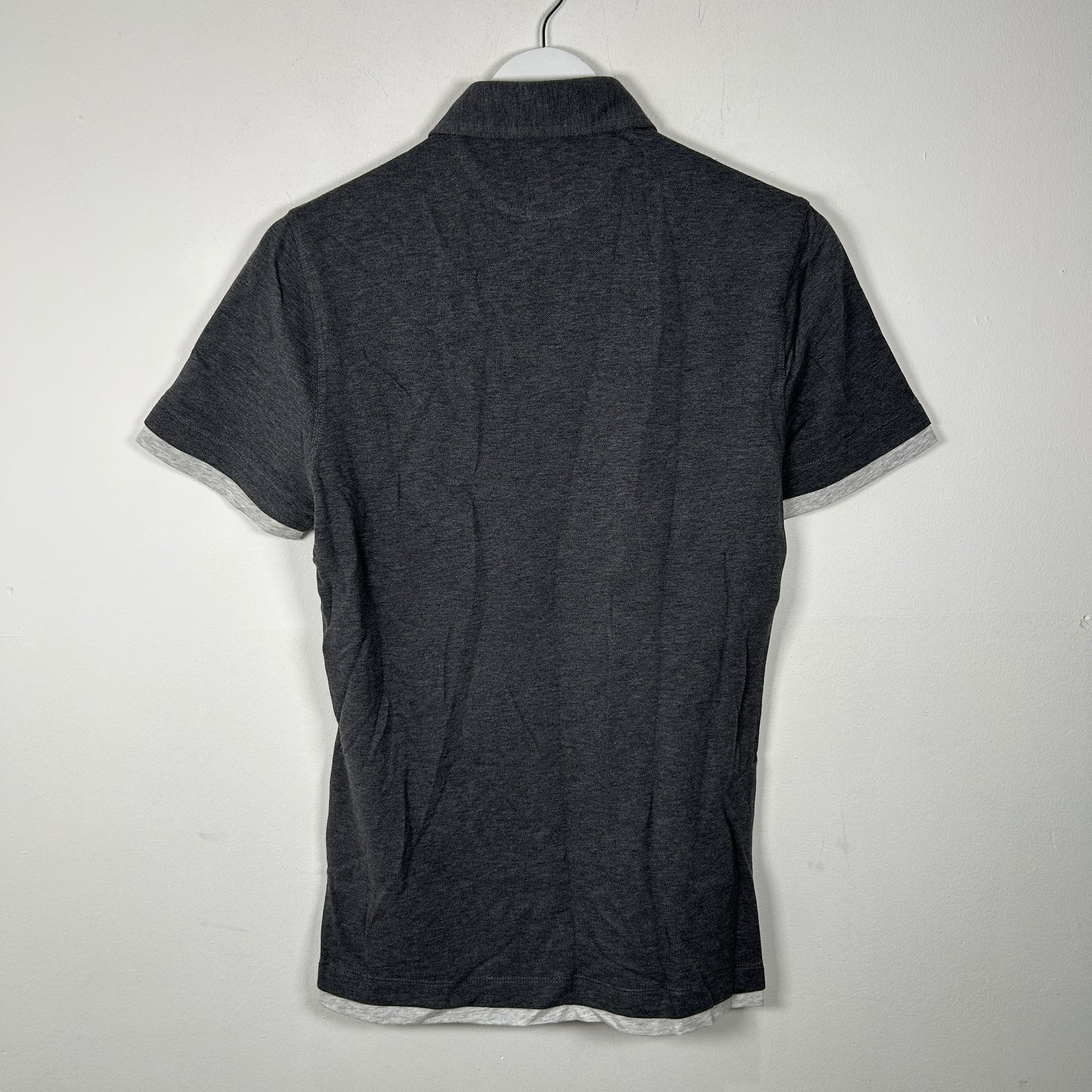 Brunello Cucinelli Slim Fit Charcoal Layered Polo Size S
