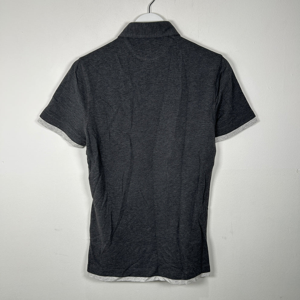 Brunello Cucinelli Slim Fit Charcoal Layered Polo Size S
