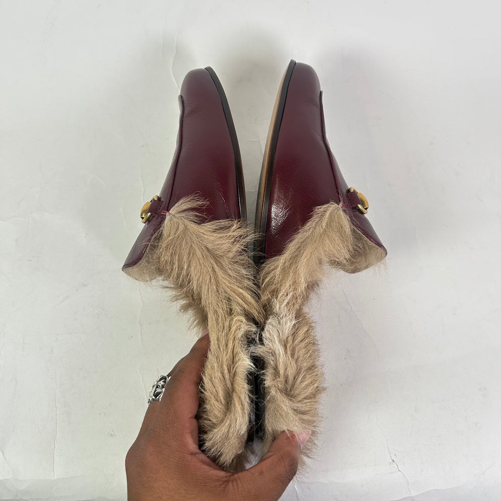 Gucci Princetown Horsebit Fur Mules