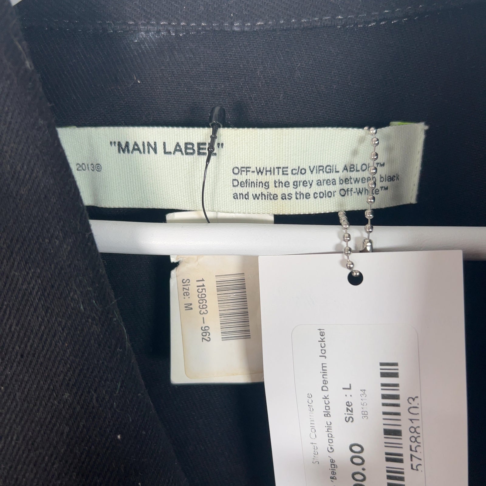 Off-White 'Beige' Graphic Black Denim Jacket