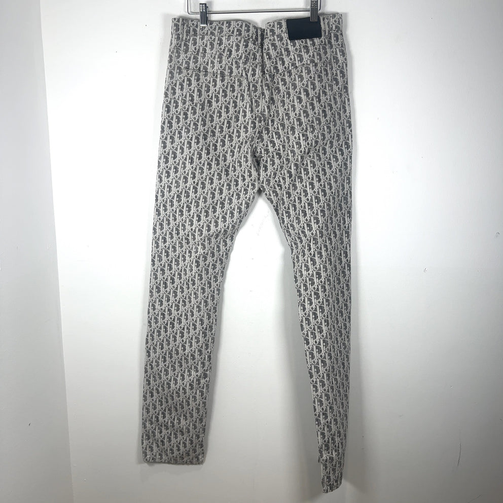 Dior Grey Jacquard Washed Denim Jeans