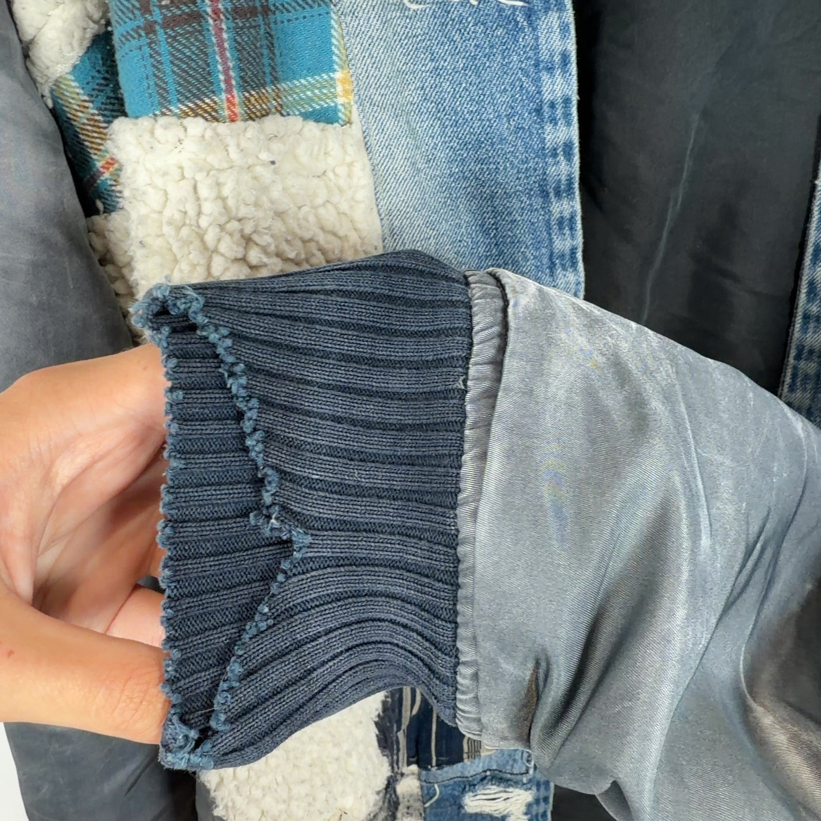 Greg Lauren Kimono Sherpa Patchwork Light Jacket