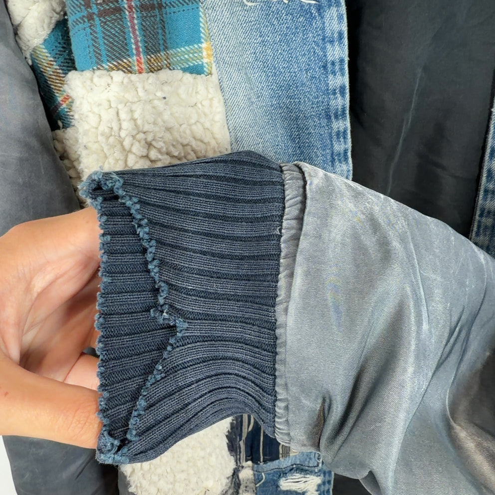 Greg Lauren Kimono Sherpa Patchwork Light Jacket