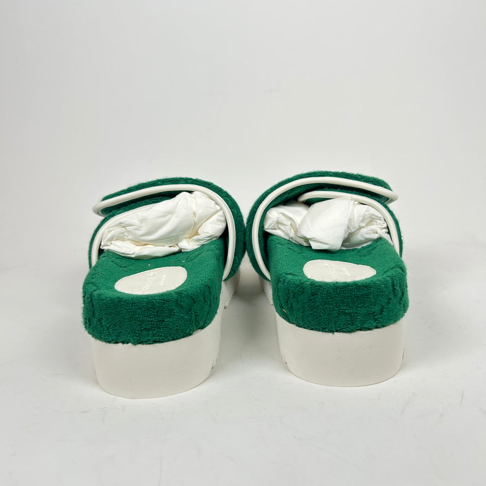 Gucci x Adidas Green GG Platform Sandals Size 38