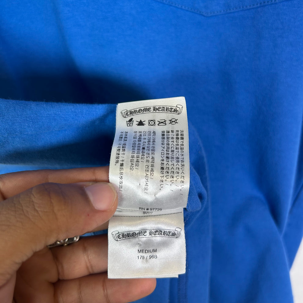 Chrome Hearts Blue Scroll Logo T-Shirt