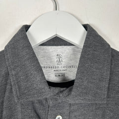 Brunello Cucinelli Slim Fit Charcoal Layered Polo Size S