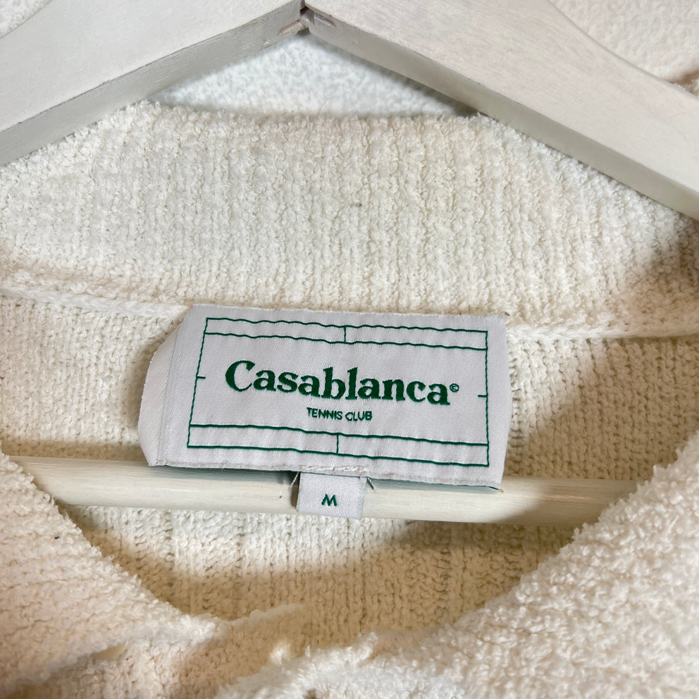 Casablanca White Knit Logo Polo Size M