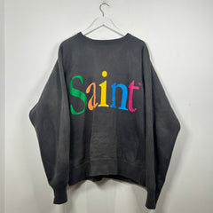 Saint Michael Faded Black Colorful Logo Crewneck Size XL