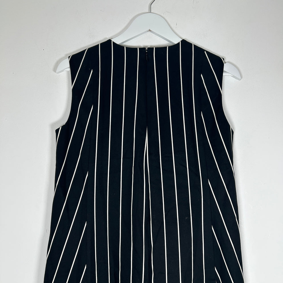 Balenciaga Paris Black Stripe Sleeveless Dress Size 38