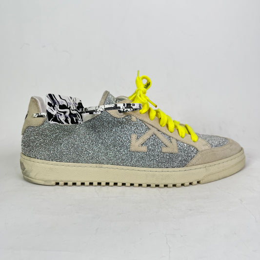 Off-White Silver Glitter Arrow 2.0 Low-Top Sneaker Size 44
