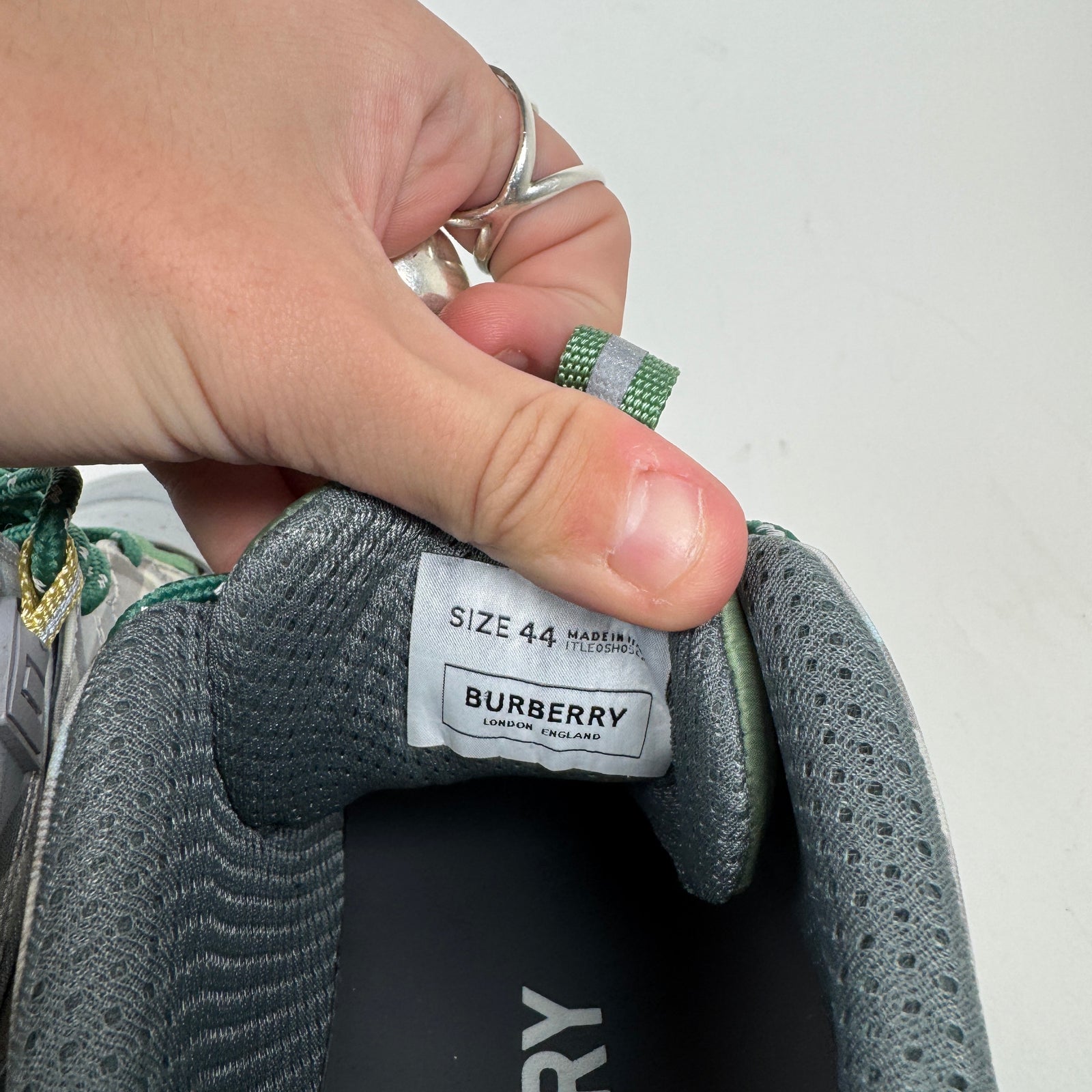 Burberry Grey/Green Check Arthur Sneaker Size 44