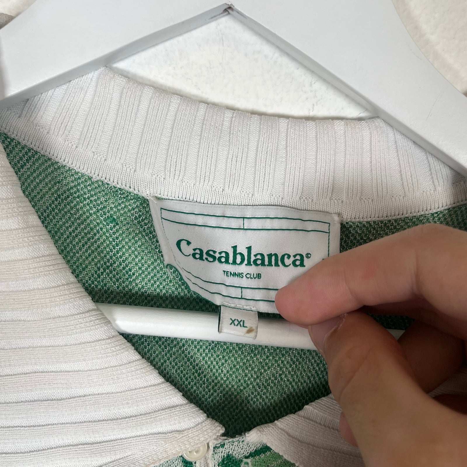 Casablanca Green Monogram Jacquard Knit Polo Size 2XL