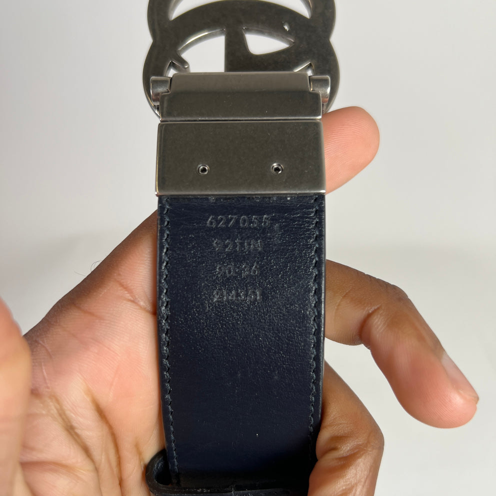 Gucci Silver GG Marmont Reversible Belt