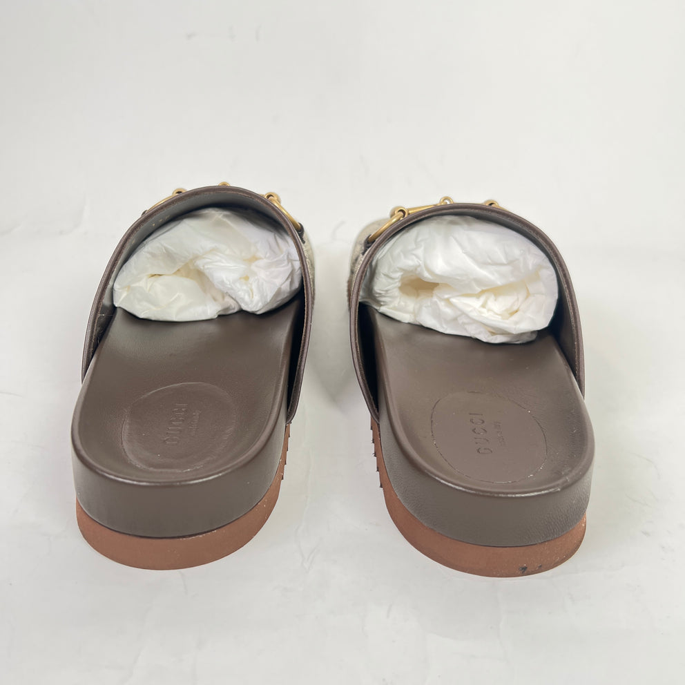 Gucci GG Supreme Monogram Horsebit Mules