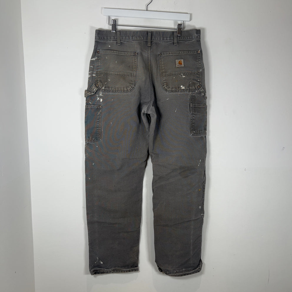 Carhartt Faded Grey Distressed 'Double Knee' Carpenter Pants