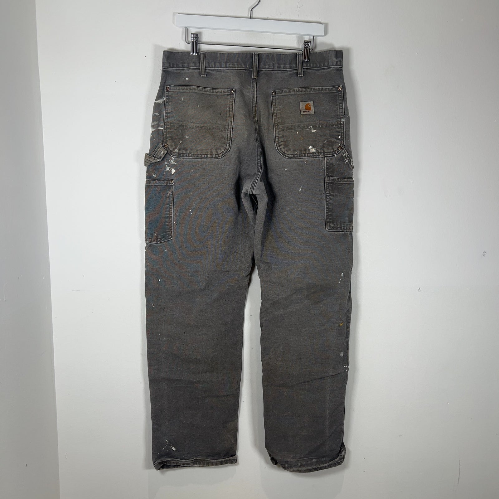 Carhartt Faded Grey Distressed 'Double Knee' Carpenter Pants
