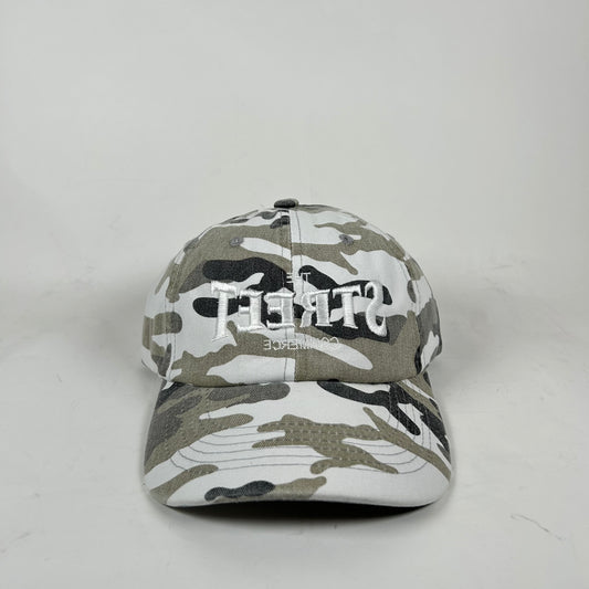 Street Commerce Snow Camo Mirrored Logo Distressed Cap