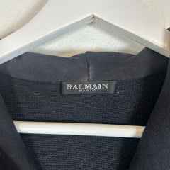 Balmain SS11 Black Sleeveless Crest Badge Hoodie Size L
