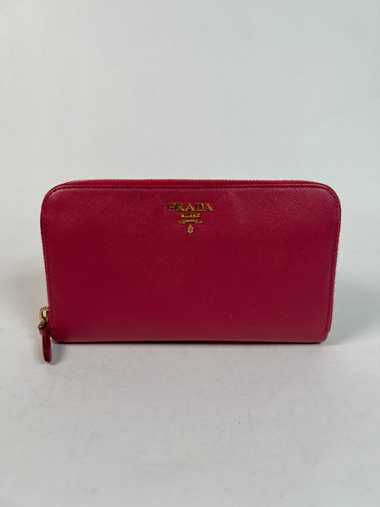 Prada Pink Saffiano Leather Wallet