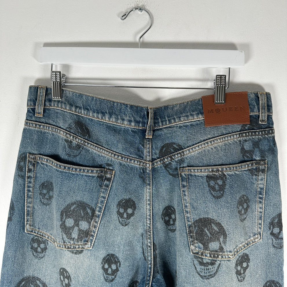 Alexander Mcqueen Baggy Skull Print Jeans Size 34