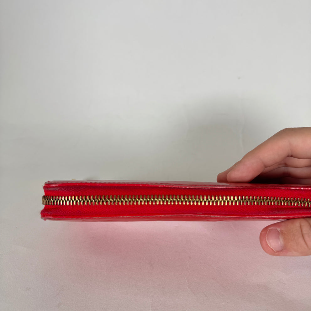 Louis Vuitton Red Epi Patent Leather Zippy Wallet