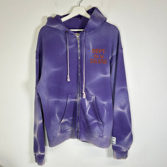 Gallery Dept Purple Sun Faded French Logo Zip-Up Hoodie Size M