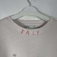Paly Hollywood 'Edge Of Greatness' Distressed White Crewneck Size L