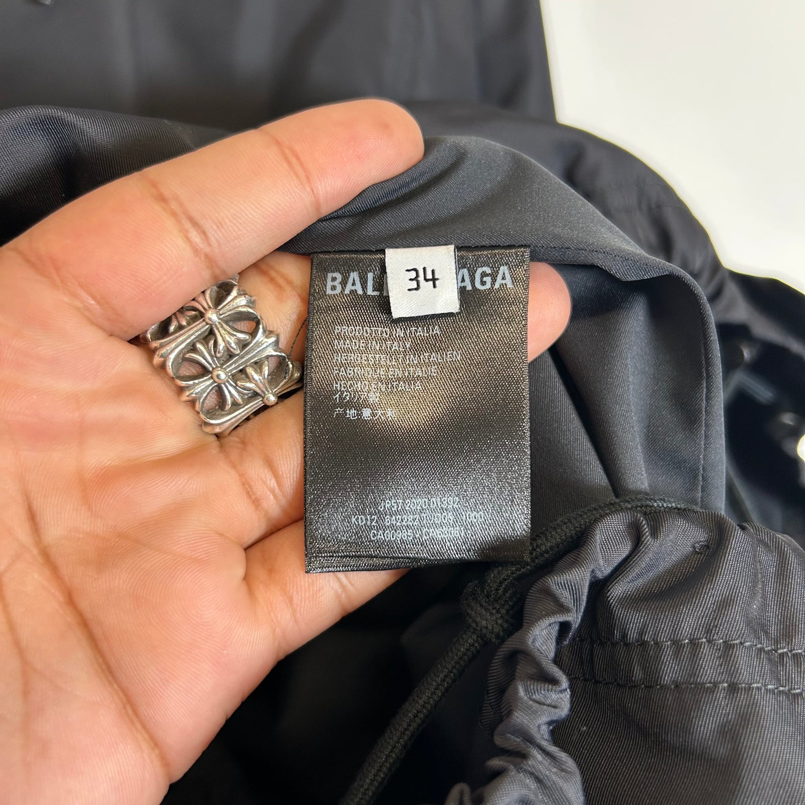 Balenciaga Black Logo Nylon Rain Jacket Size 34