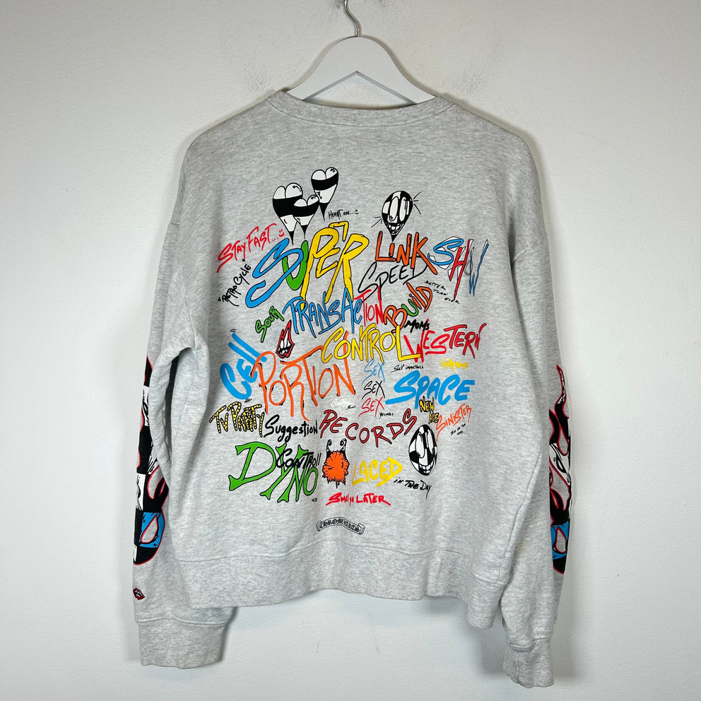 Chrome Hearts Grey Matty Boy Brain Graffiti Crewneck Size XL