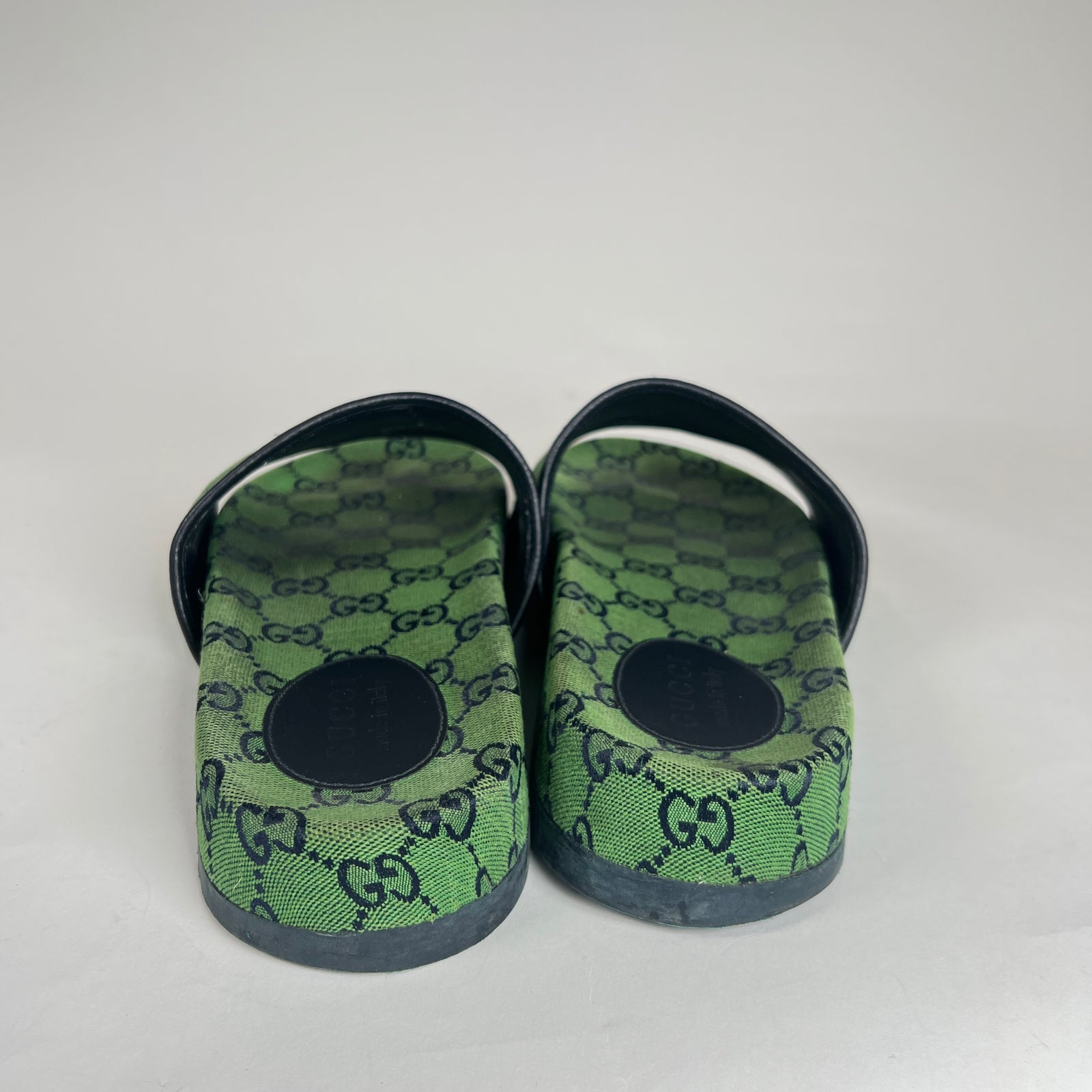 Gucci GG Green Canvas Sandal Size 9