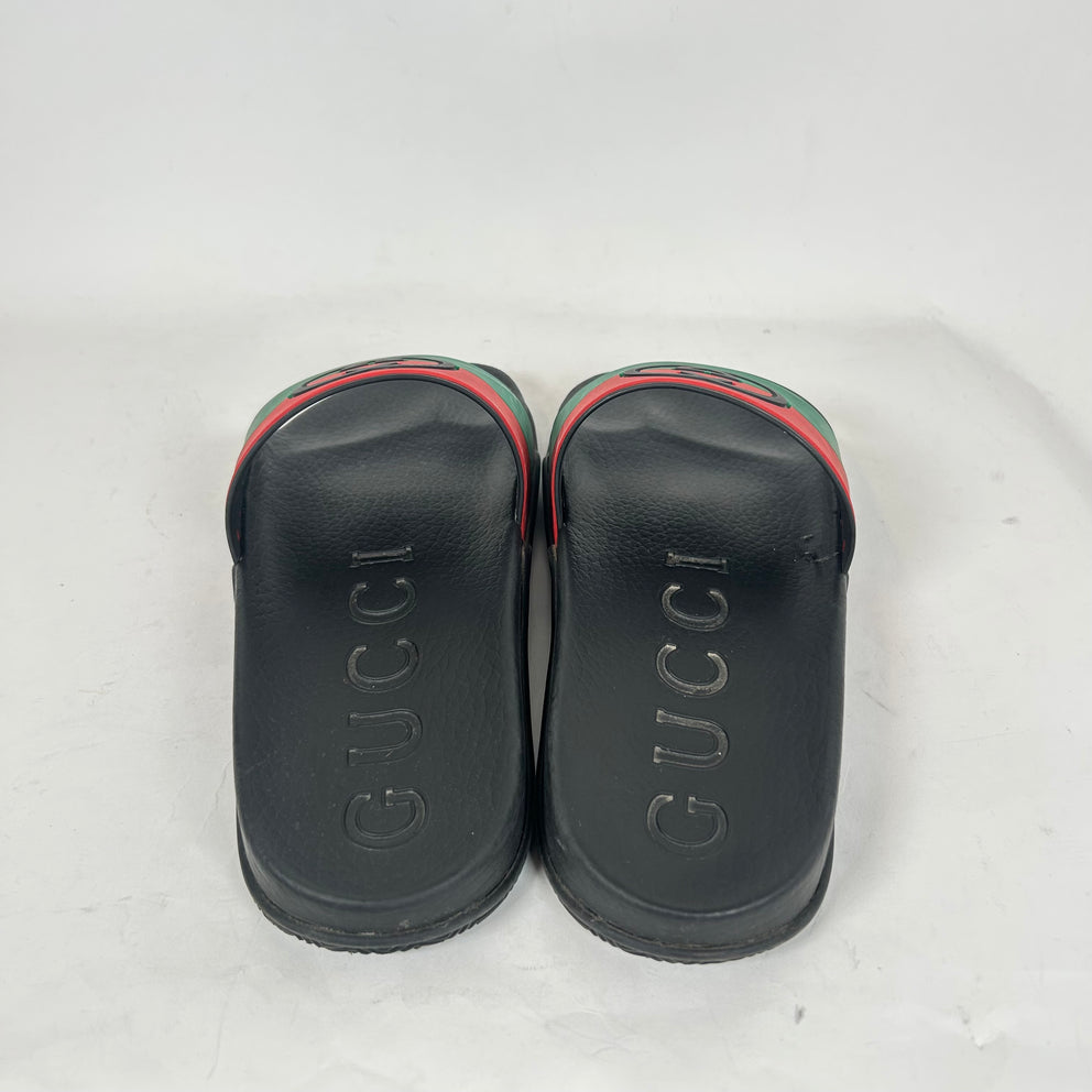 Gucci Red/Green Striped GG Rubber Slides Size GG 7