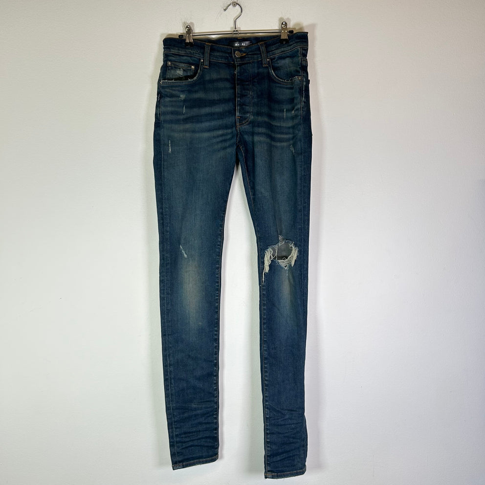 Amiri Dark Wash Indigo Distressed Jeans